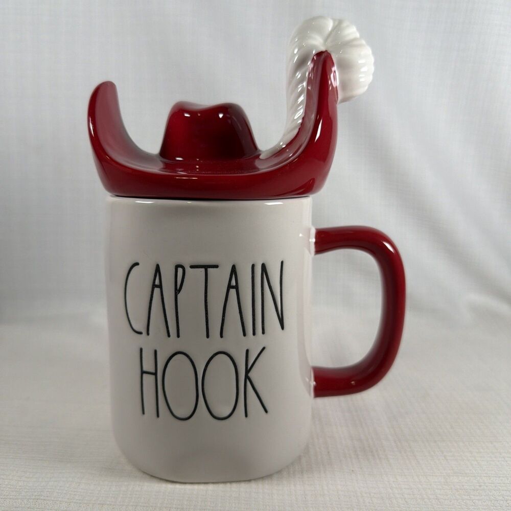 Rae Dunn Disney Captain Hook Coffee Mug with Pirate Hat Lid Topper